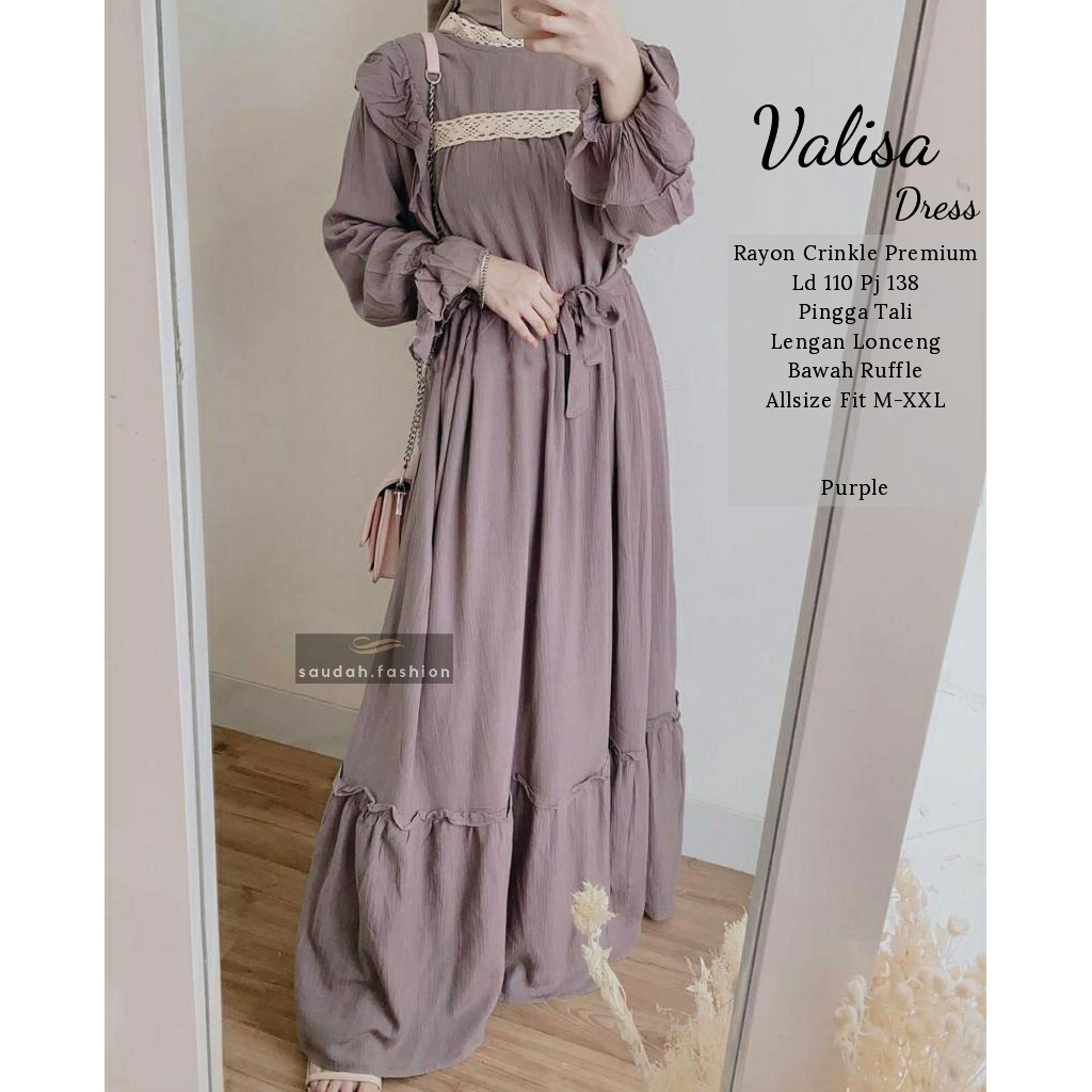 VALISA GAMIS RAYON CRINKLE PREMIUM ORI (1KG MUAT 4PCS) DRESS KONDANGA POLOS / BUSANA MUSLIM TERBARU