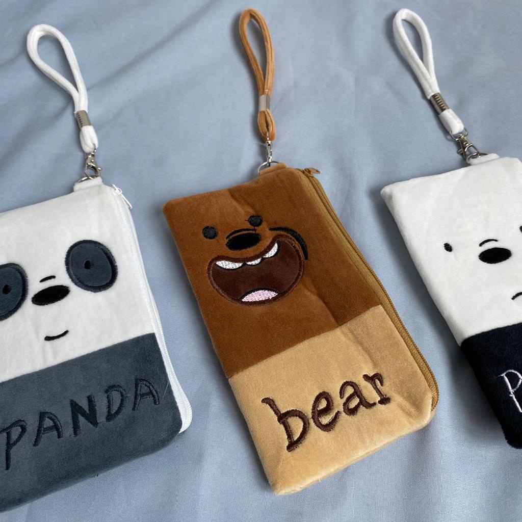 POUCH WE BARE BEARS PERSEGI PANJANG DOMPET KOIN HP WBB IMUT BAHAN KAIN LEMBUT HALUS HARGA TERMURAH KUALITAS TERJAMIN READY GROSIR COD