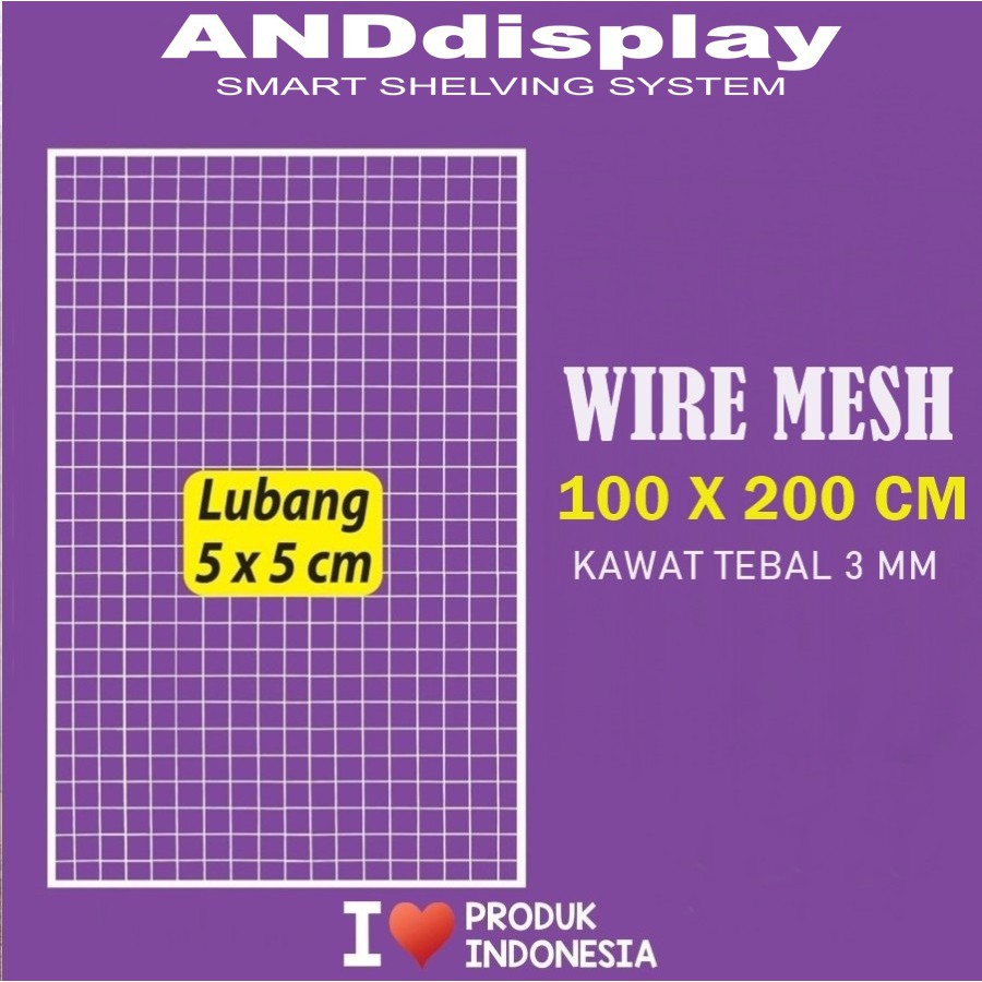 WIRE GRID MESH 100 X 200 CM - KAWAT JARING KOTAK - RAM DINDING BINGKAI