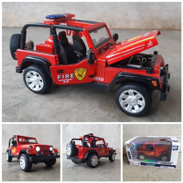 Diecast Jeep Wrangler Fire Alloy - Miniatur Mobil Pemadam Kebakaran