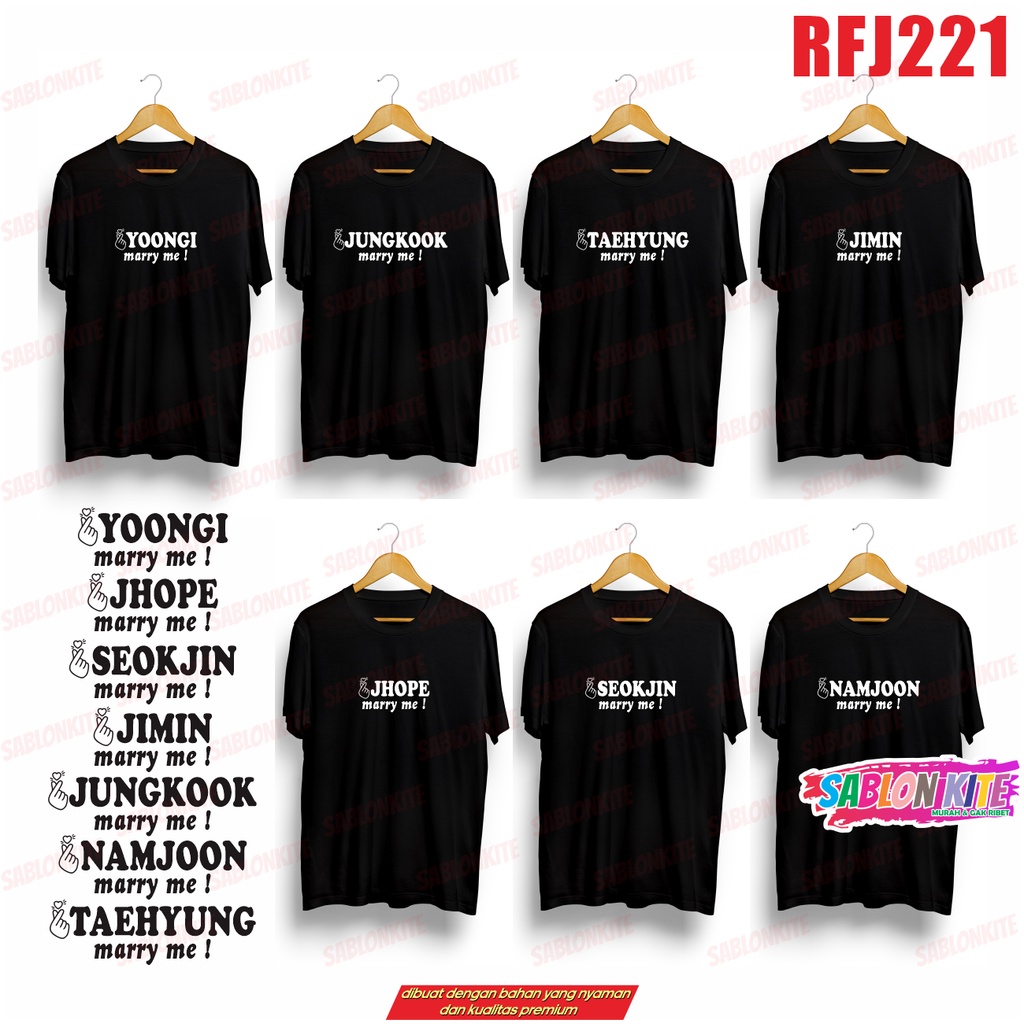 MURAH!!! KAOS YOONGI MARRY ME RFJ221 JUNGKOOK JIMIN DKK