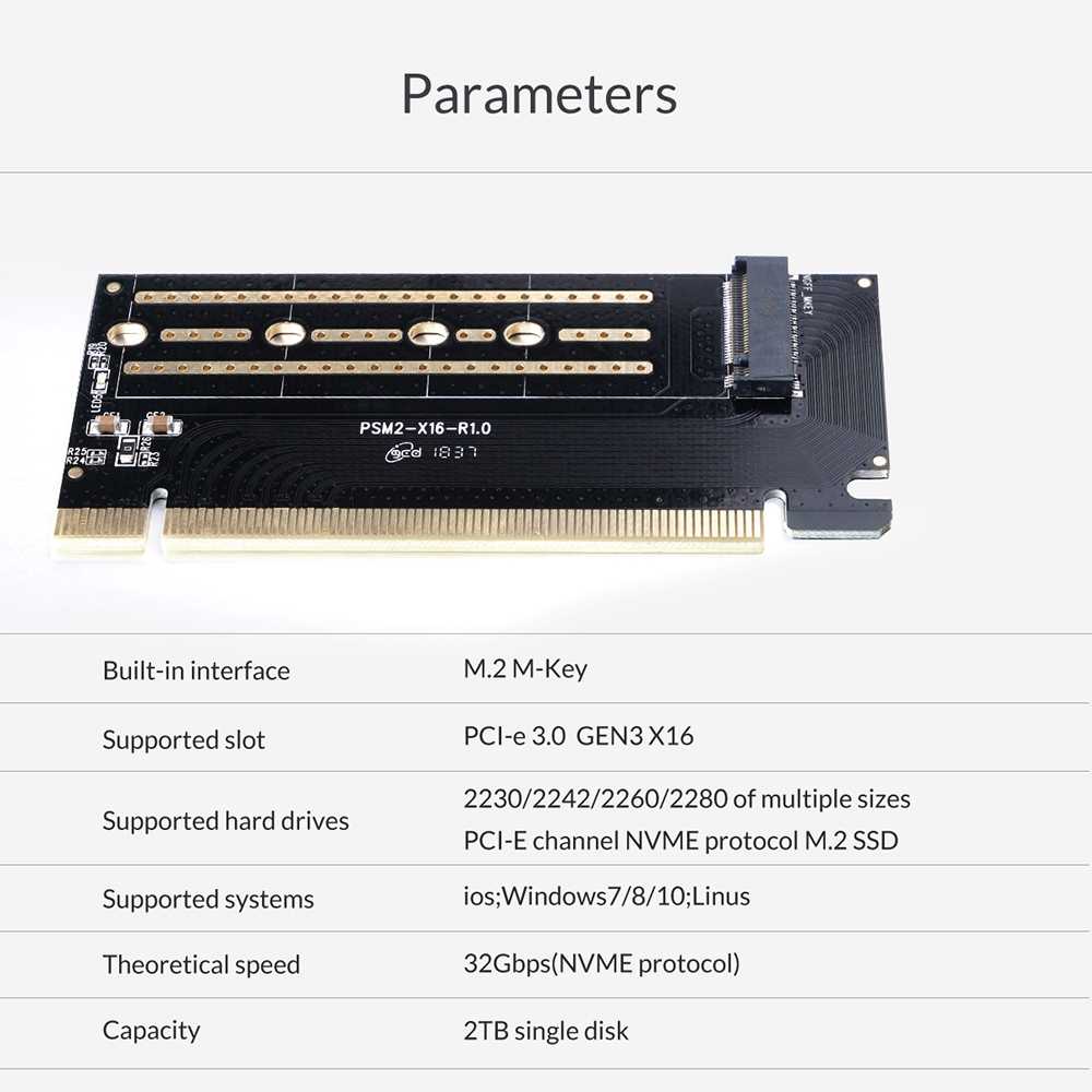 M.2 NVME to PCI-E 3.0 X16 Expansion Card PSM2-X16