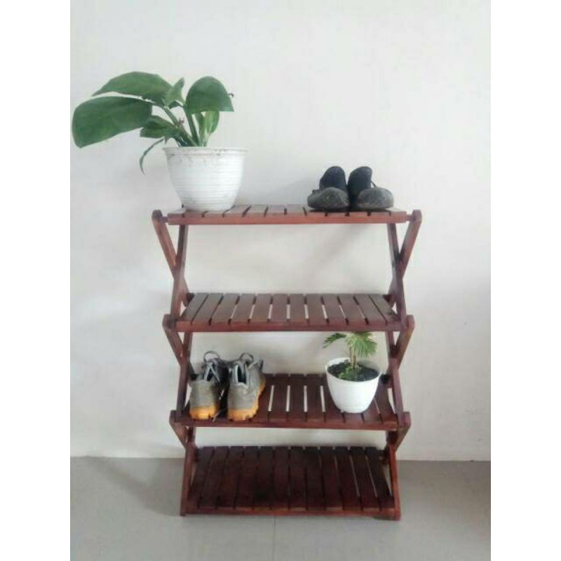 Rak Kayu Susun Lipat 4 Serbaguna
