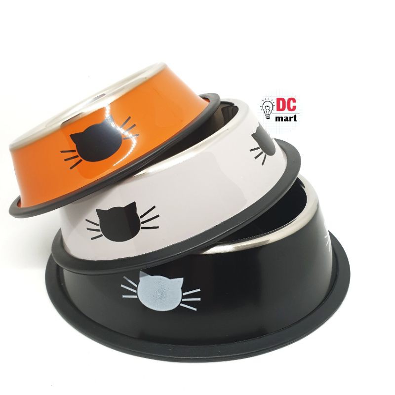 Piring Makan Hewan STAINLESS WARNA WARNI ukuran S-L / Dog Bowl / Tempat Makan Kucing Anjing