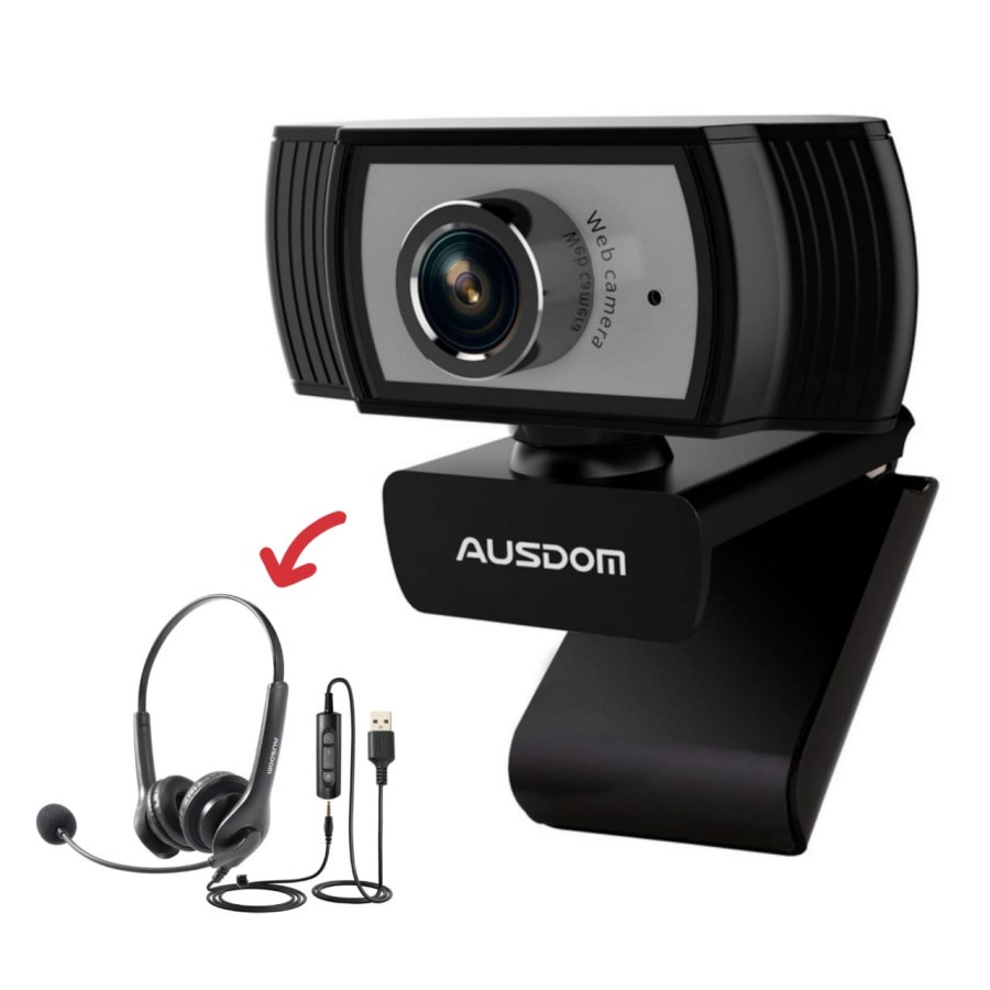 AUSDOM WEBCAM 1080P + AUSDOM HEADSET USB BUNDLE - AW33 + BS01