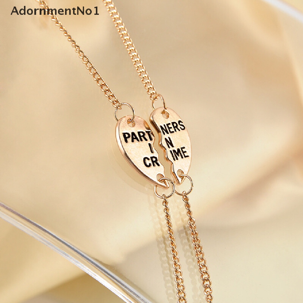 (AdornmentNo1) 2pcs / Set Gelang Tangan Rantai + Liontin Hati Motif Tulisan Best Friends Forever Untuk Wanita