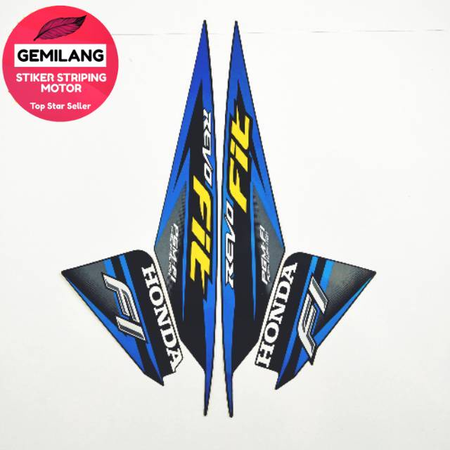 Striping Decal Polet Sticker honda revo fit 2017 hitam lis biru body standar berkualitas terbaik Gem
