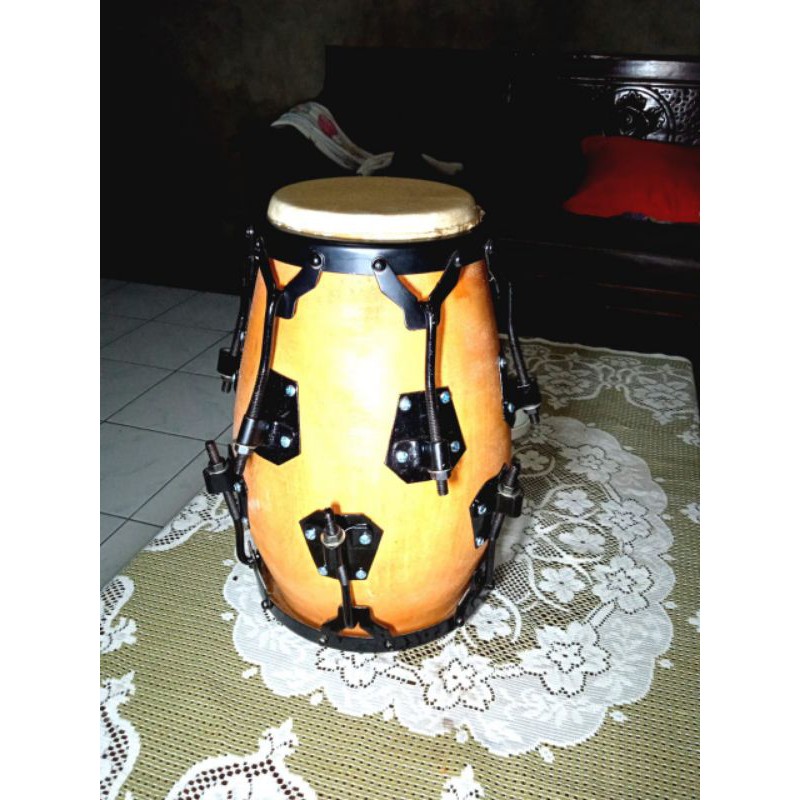 Kendang Jaipong Kulit Atas Bawah Ring V6 Cat Besi