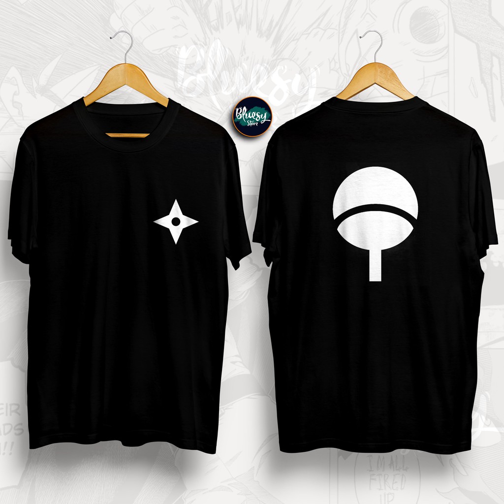 Baju Kaos UCHIHA CLAN SHURIKEN FUMA LOGO / KAOS NARUTO LAMBANG UCHIHA LOGO