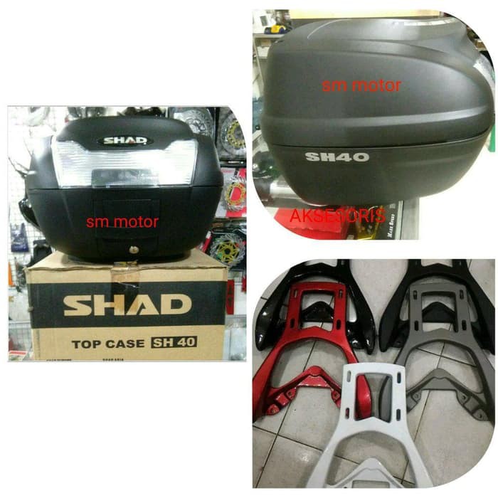 Aksesoris Motor Touring Sepaket box shad sh 40 Dan breket box nmax