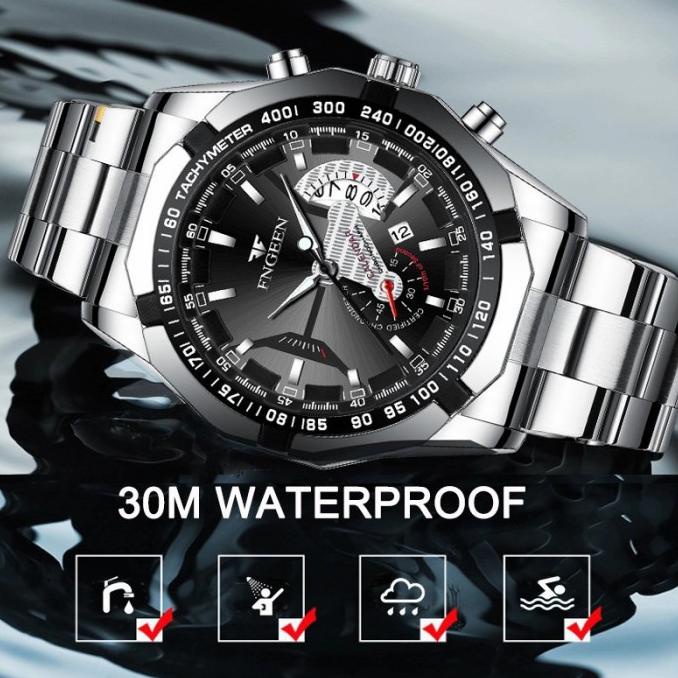 Jam Tangan Pria FNGEEN S001 SILVER ORIGINAL PROMO LEBARAN
