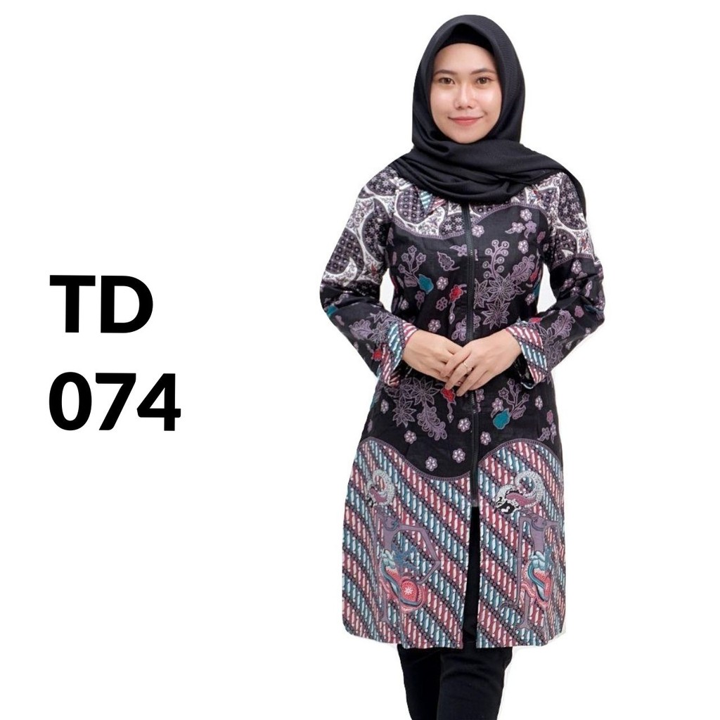  TUNIK  ZIPPER  BATIK  ATASAN BATIK  SOLO BATIK  PEKALONGAN BAJU 