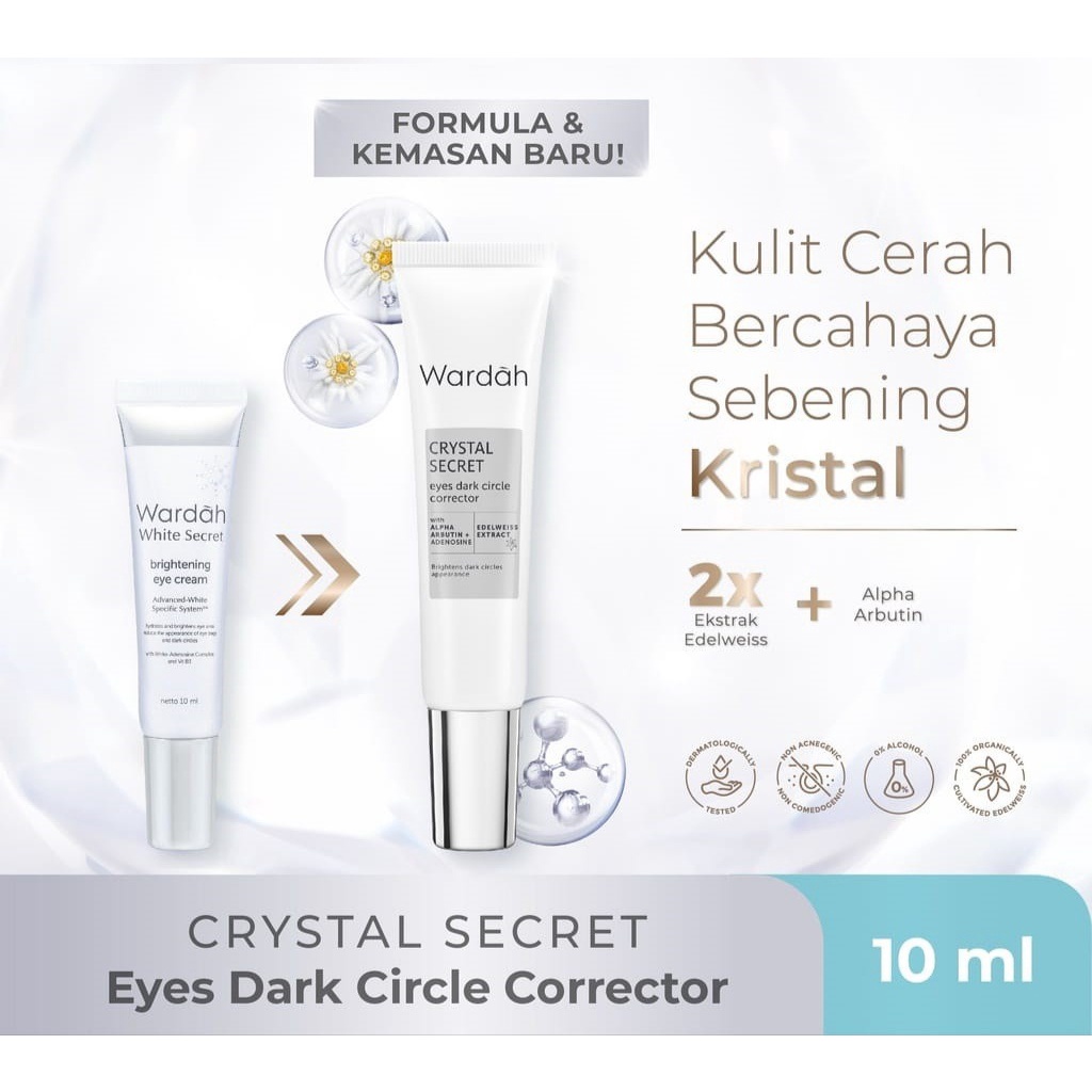 (BISA COD) Wardah Crystal Secret Eyes Dark Circle Corrector 10mL / Wardah White Secret Brightening Eye Cream 10 ml