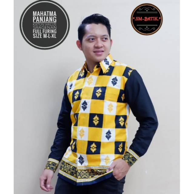 Kemeja Batik Motif Unik / Hem Batik Motif Unik / Batik  MAHATMA Bahan Katun Batik Sragenan