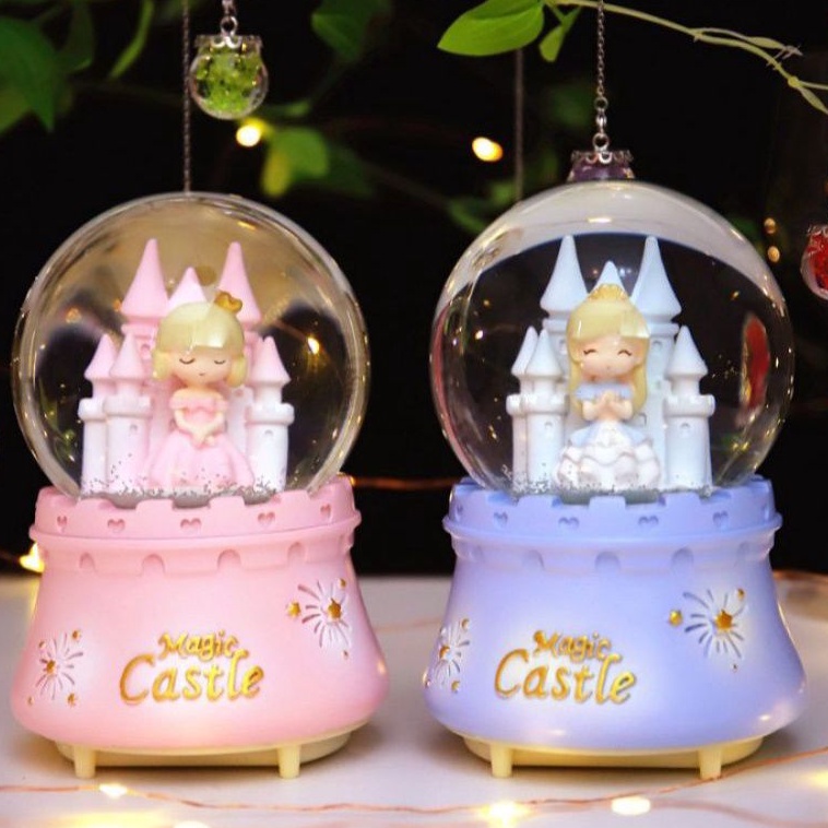 Kotak Musik Snowball pajangan Bola Salju led lampu hias Bola Kristal / Bola Crystal Princess / Snowb