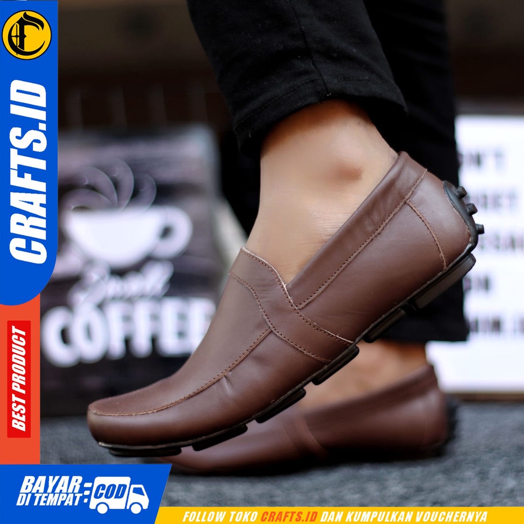 Crafts Yamca - Sepatu Kulit Slip On Casual Kerja Pria