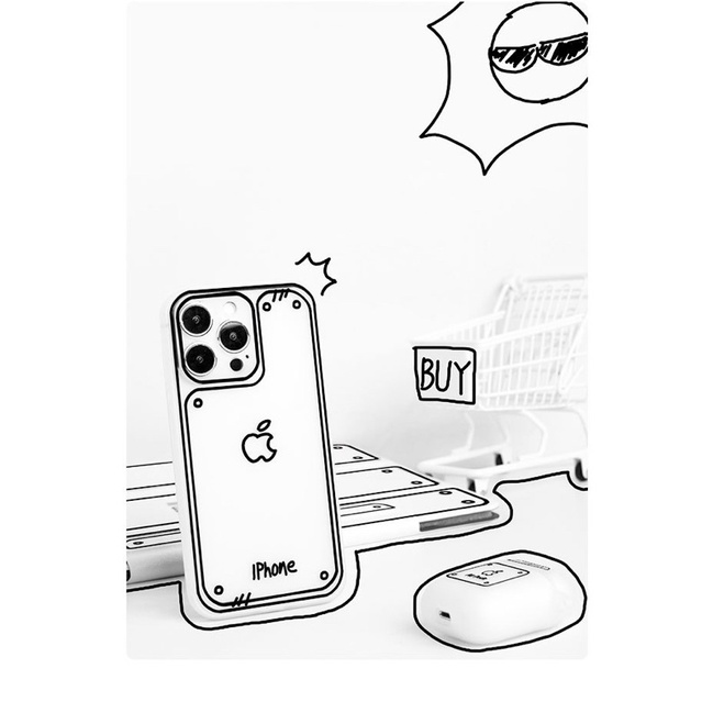 Black &amp; White Comical Cartoon Softcase Case HP Lucu for iphone XS Max XR 11 Pro Max 12 Pro Max 13 Pro Max