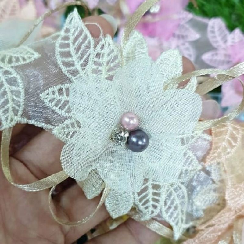 APLIKASI RENDA KOREA MUTIARA BERLIAN PITA PERKUNTUM 5CM