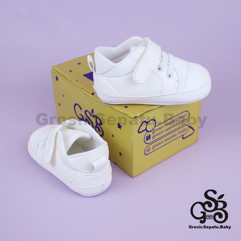 Prewalker - Sepatu Bayi - Baby Shoes | 2-12 bulan | casual luxury putih polos ringan &amp; fleksibel