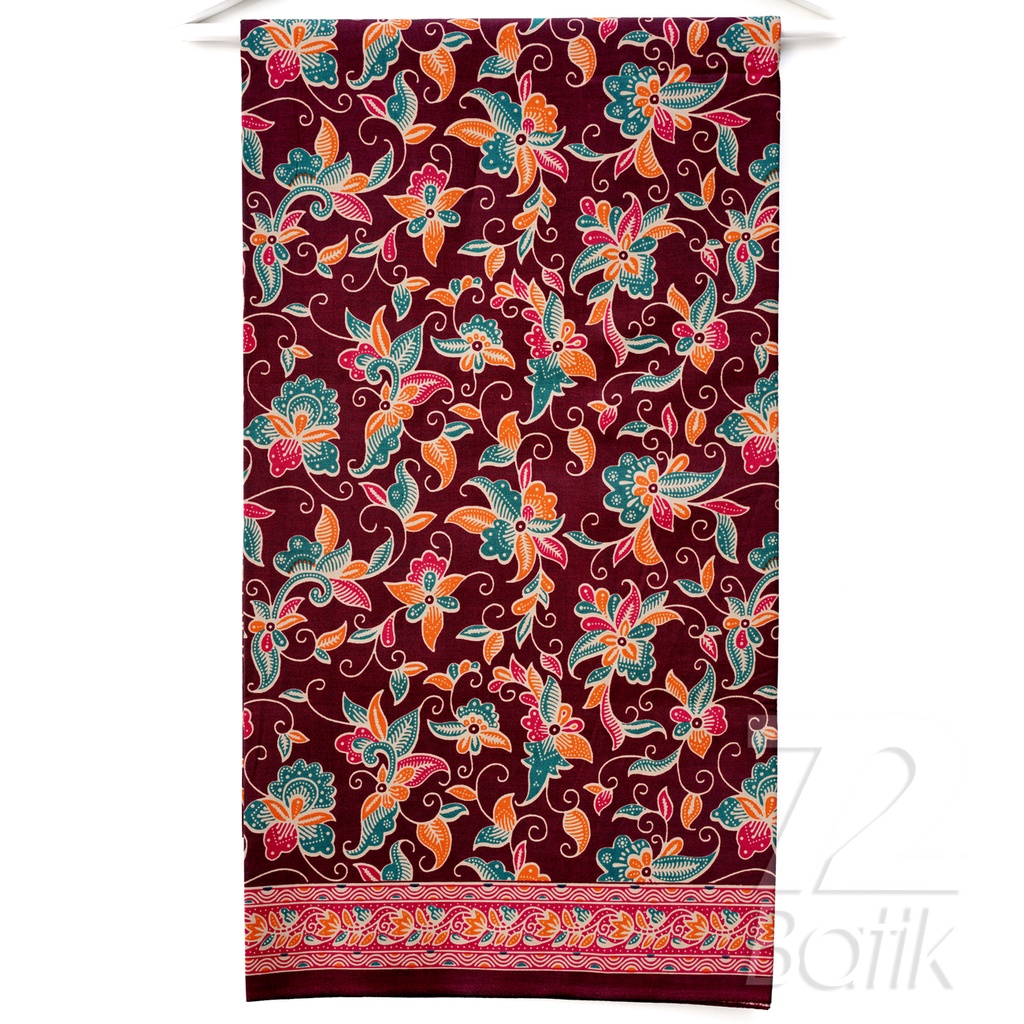 KAIN BATIK KATUN Premium Motif Kembang Warna Coklat Orange Hijau Merah 725573 Cap 72 Jarik Jarit Samping Kebat Panjang Batik Katun Modern Premium Bahan Seragam Batik Pernikahan Kantor Keluarga Murah Kamen Jadi Batik Bali Lembaran