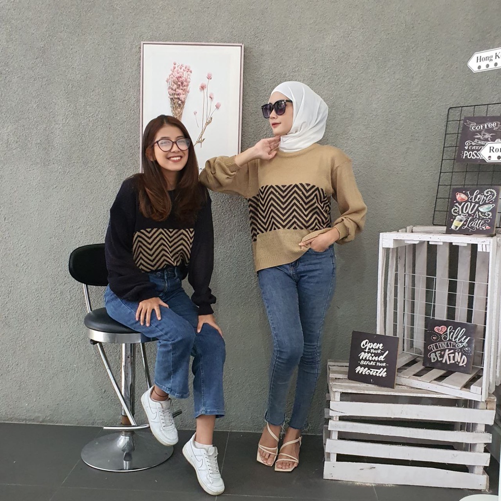 [ COD PROMO] LITTLE ZIGZAG BLOUSE RAJUT KNITE / SWEATER RAJUT TERBARU / OUTWEAR KEKINIAN /ATASAN WANITA / SWEATER RAJUT KOREAN STYLE / OOTD HIJAB / OOTD REMAJA KEKINIAN / BLOUSE KOREAN STYLE / SWEATER RAJUT MURAH / RAJUT MURAH / BLOUSE RAJUT