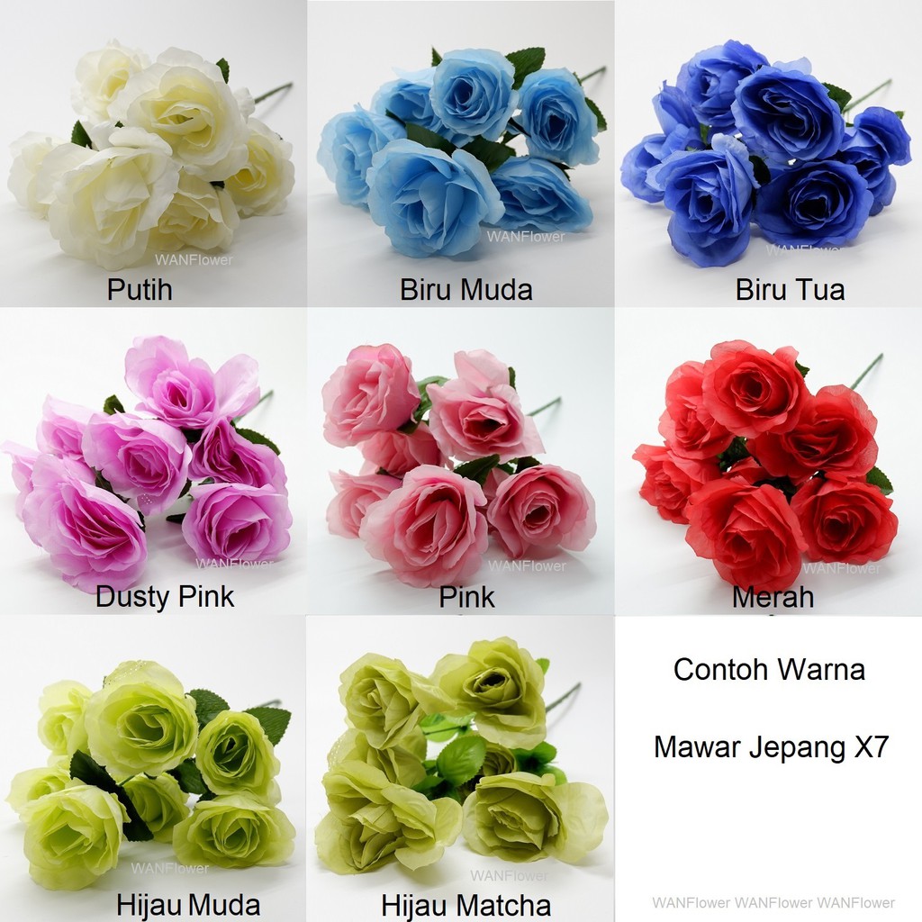 WANFLOWER Bunga Mawar Jepang X7 * MERAH