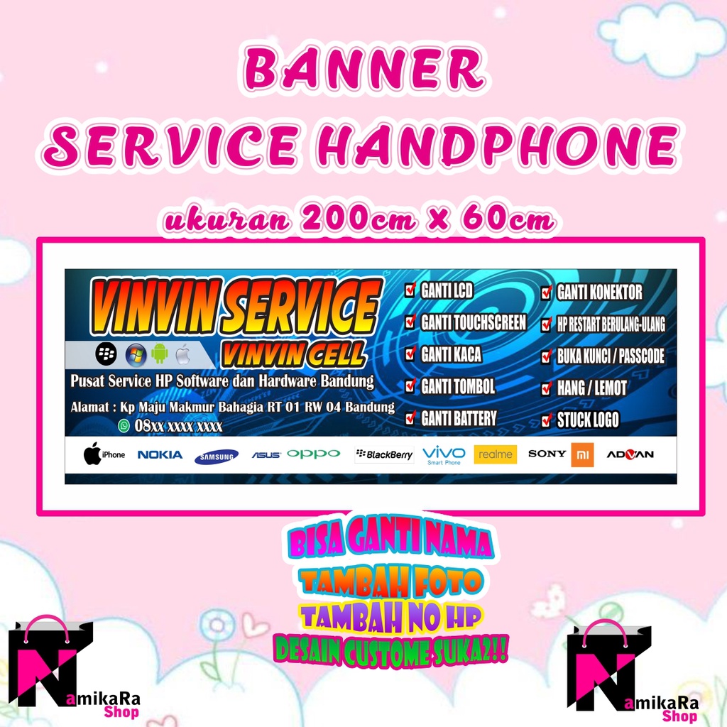 Spanduk Banner Backdrop Service Handphone/ Banner Service HP / Spanduk Service Hp Bisa COD termurah