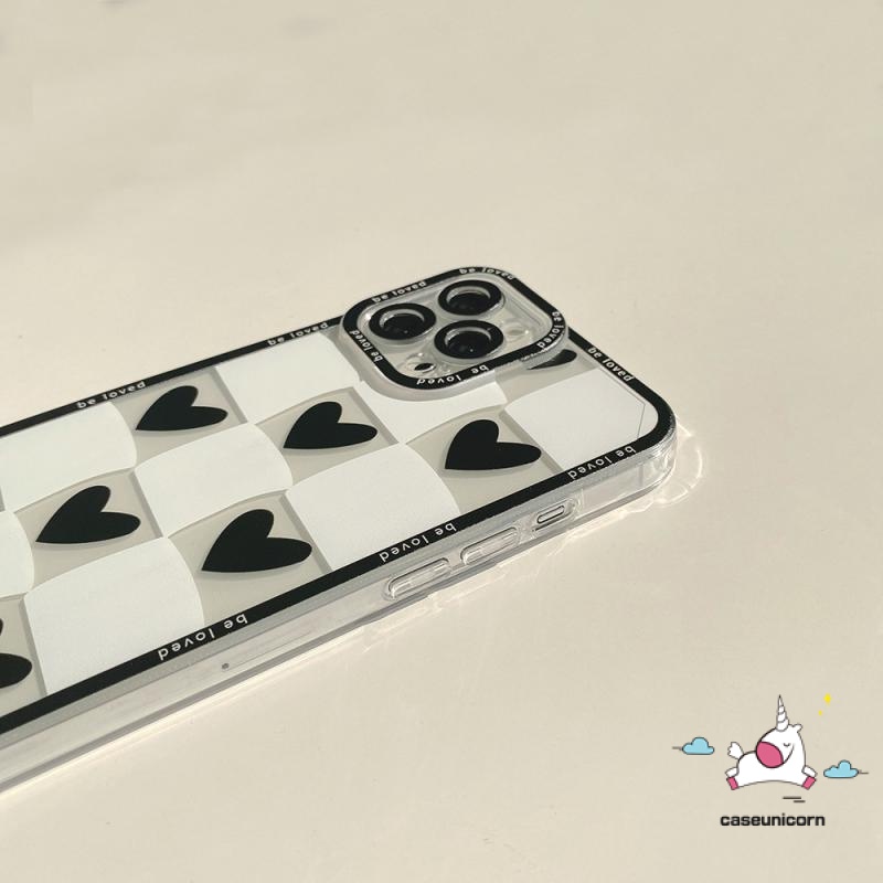 Soft Case Tpu Motif Kotak-Kotak Hati Tahan Banting Untuk iPhone 11 12 13 pro Max 6 6s 7 8 plus X XR XS Max SE 2020