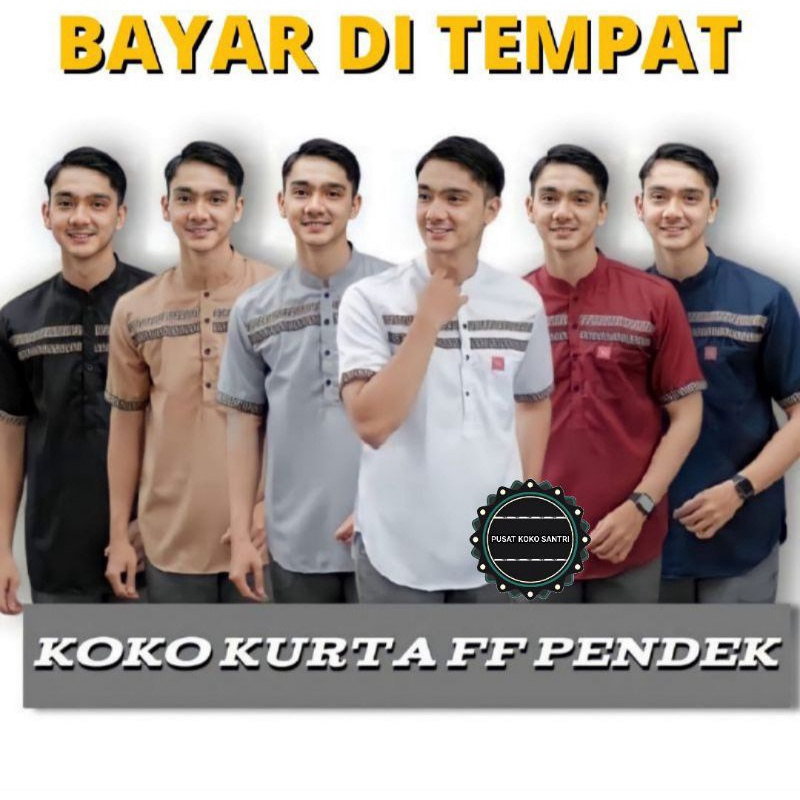 Baju Koko Kurta FF Lengan Pendek Koko Turki  Baju Muslim Terlaris 2021