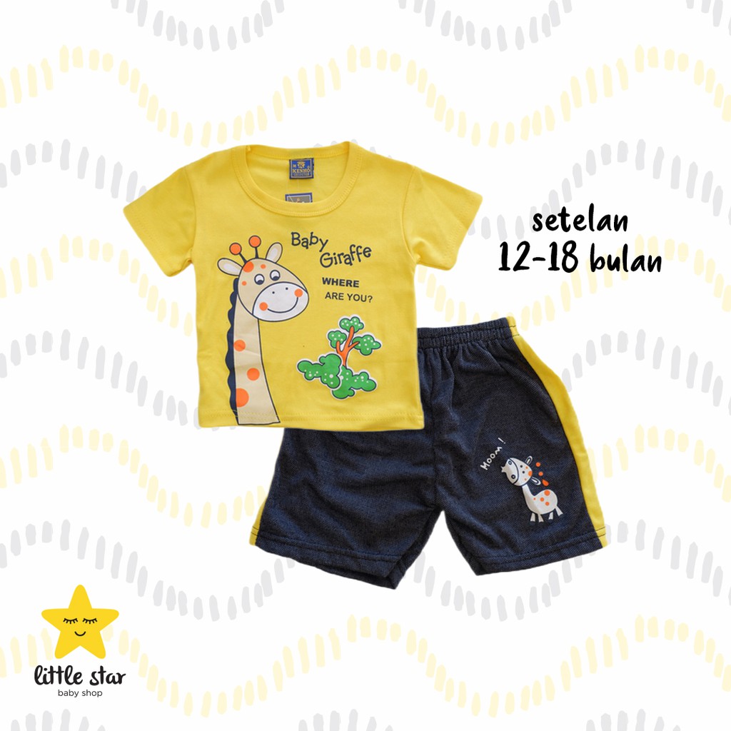 Kenho Setelan Anak Bayi Cowok | Set Baju Kaos Celana Anak Laki