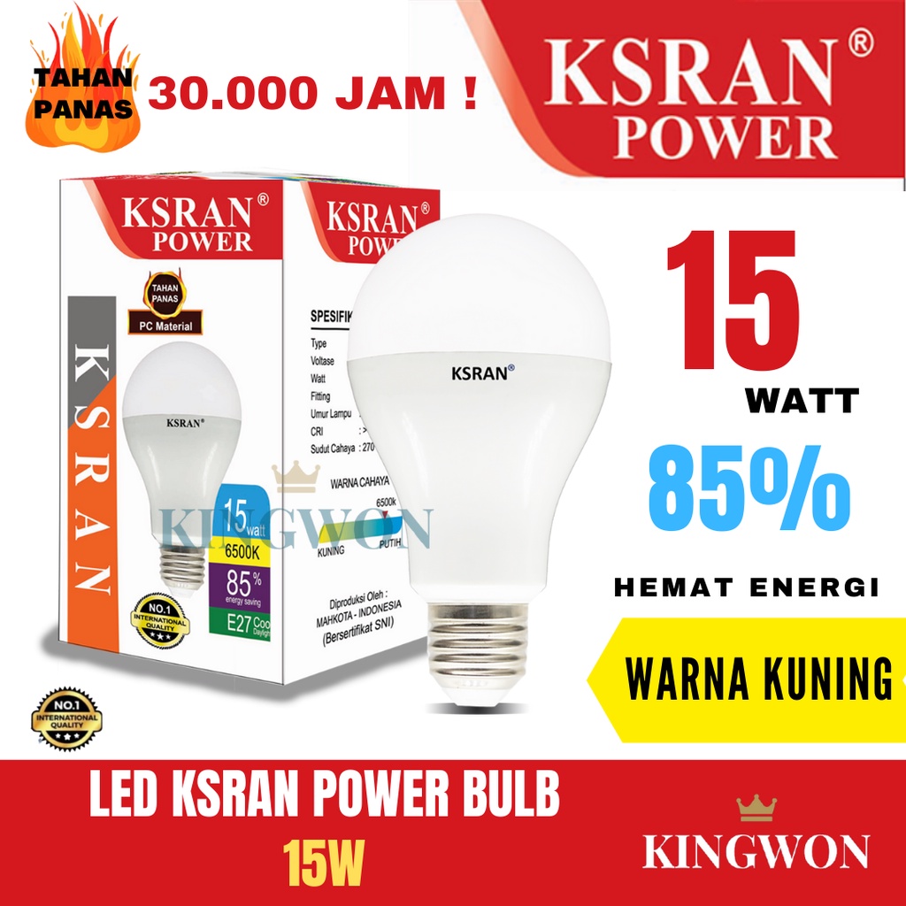 KSRAN Lampu LED 15 watt POWER - Kuning BULB