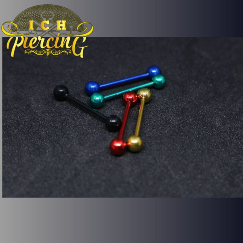 Anting Lidah  Barbel Lidah 7 Variasi warna Titanium Stainless Steel