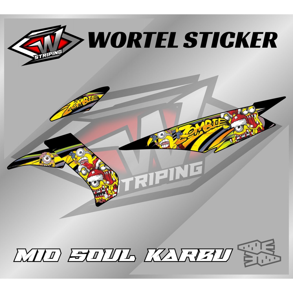 Striping Mio Soul Karbu-Striping Stiker Hologram Motor Mio Soul Karbu Minion