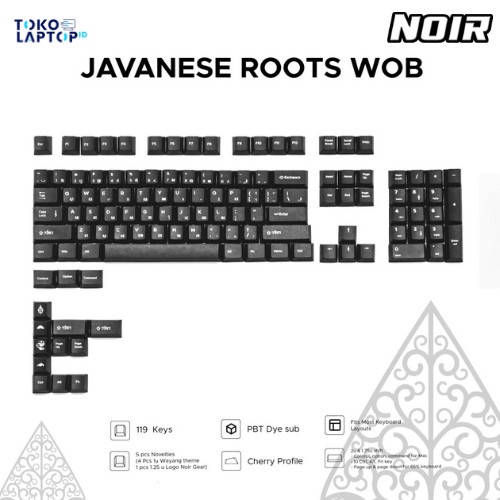 Noir Javanese Roots WOB full set keycaps PBT Dye Sub Cherry Profile