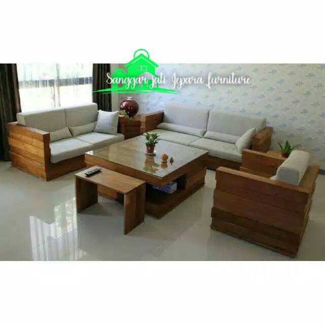 Kursi sofa tamu jati minimalis box 221meja