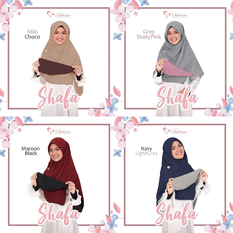 Segi Empat Bolak Balik Jilbab Hijab Shafa Polly Cotton Double Hycon Hicon