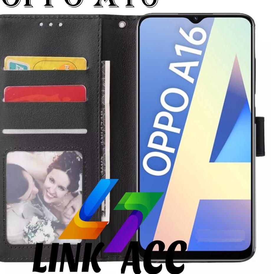 Murah NEW CASE FLIP OPPO A16 LEATHER CASE PREMIUM-FLIP WALLET CASE KULIT UNTUK OPPO A16 - CASING DOM