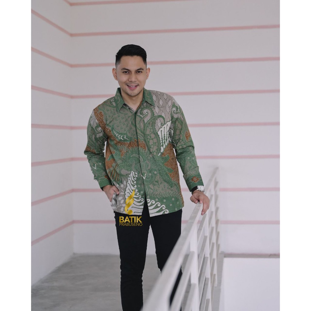 Kemeja Batik Modern Motif SAPUTRA IJO Size Reguler Lengan Panjang
