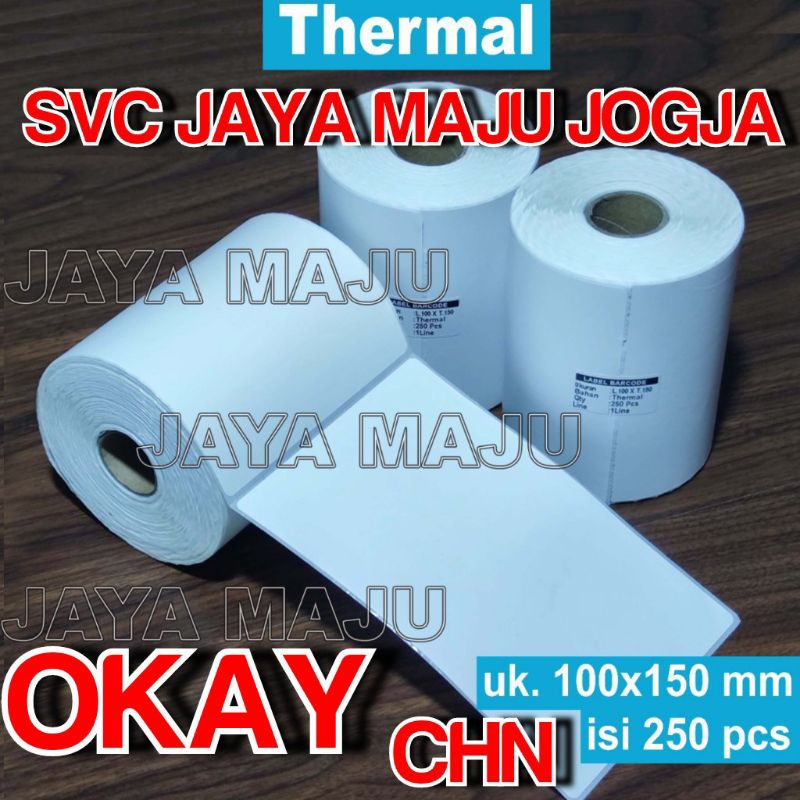 

[ OKAY ] 100 X 150 - 1 LINE THERMAL IMPORT CHN - FACE OUT - ISI 250 PCS || CORE 1" || LABEL BARCODE DIRECT THERMAL - KERTAS STICKER RESI A6 || 100X150 - OKAY - D100L D100 L D 100L D 100 L