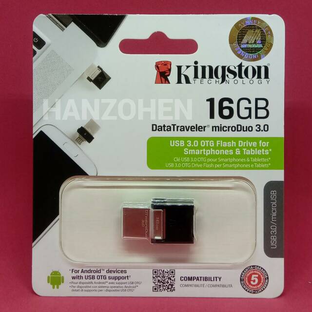 Flashdisk Kingston 16 GB OTG MicroDUO3 | Flashdisk OTG Kingston 16 GB MicroDUO3 | Kingston OTG USB