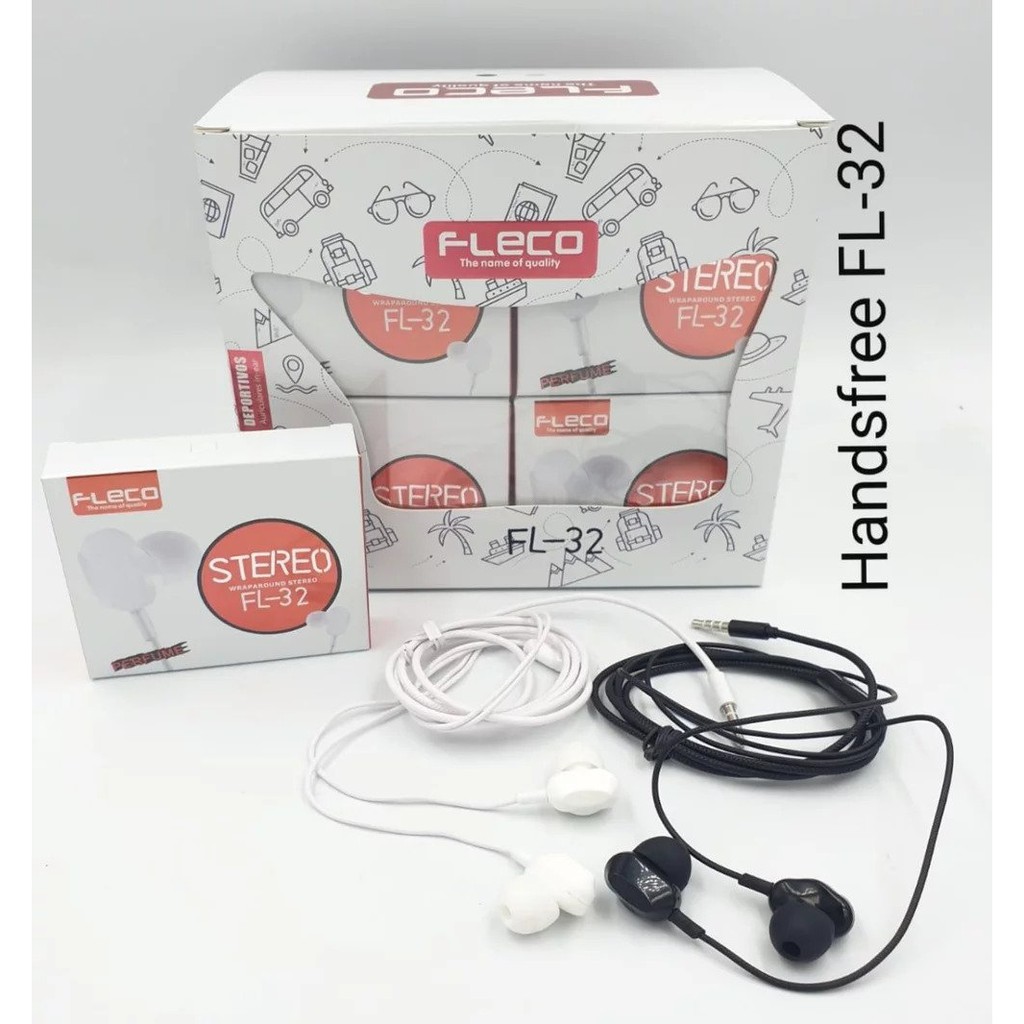 HANDSFREE HEADSET EARPHONE FLECO FL32 PERBOX 20PCS PERFUME WRAPAROUND STEREO