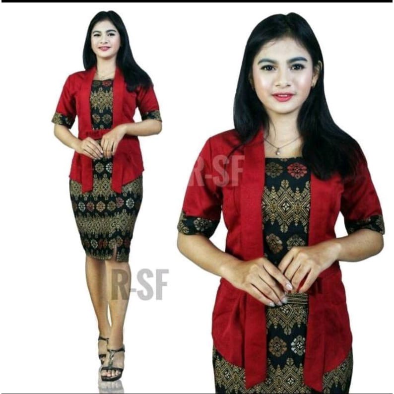 setelan kebaya floy balotelli/kebaya modern/kebaya lengan pendek dan rok  pendek/kebaya pesta