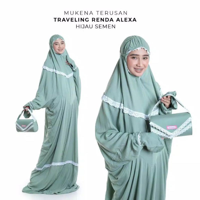 Mukena Terusan Traveling Renda Alexaa