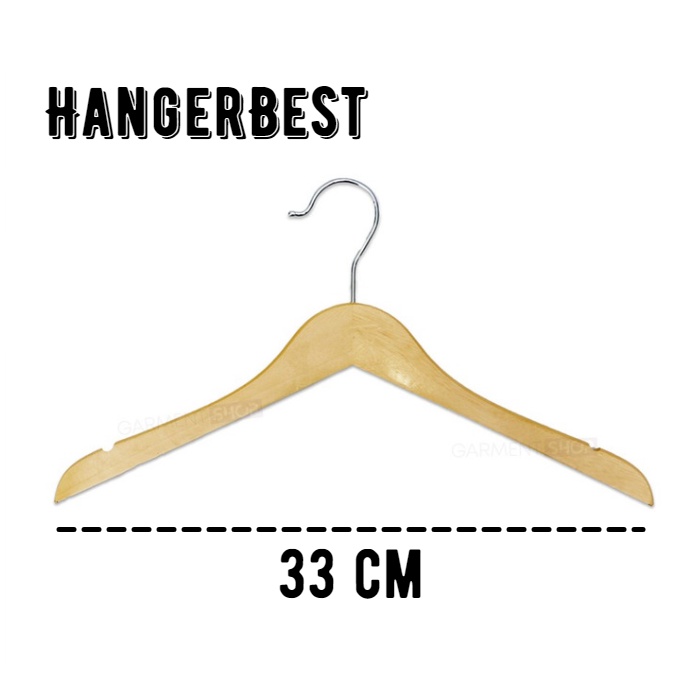 Hanger Kayu Anak (Wood) Warna Natural (1 Lusin) / Gantungan Baju