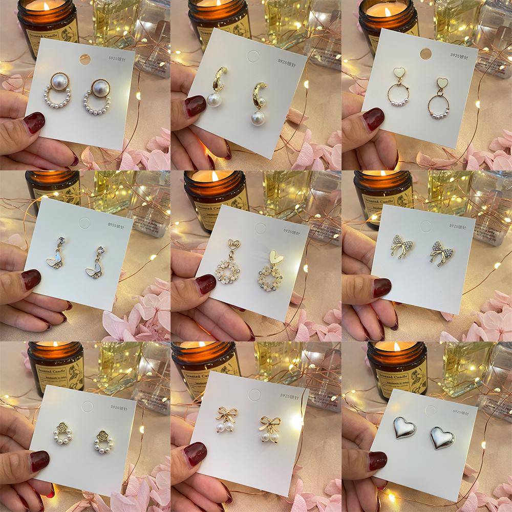Anting Tusuk Gantung Bahan Sterling Silver 925 Desain Kupu-Kupu + Hati + Mutiara Gaya Trendy / Elegan Hypoallergenic Untuk Wanita