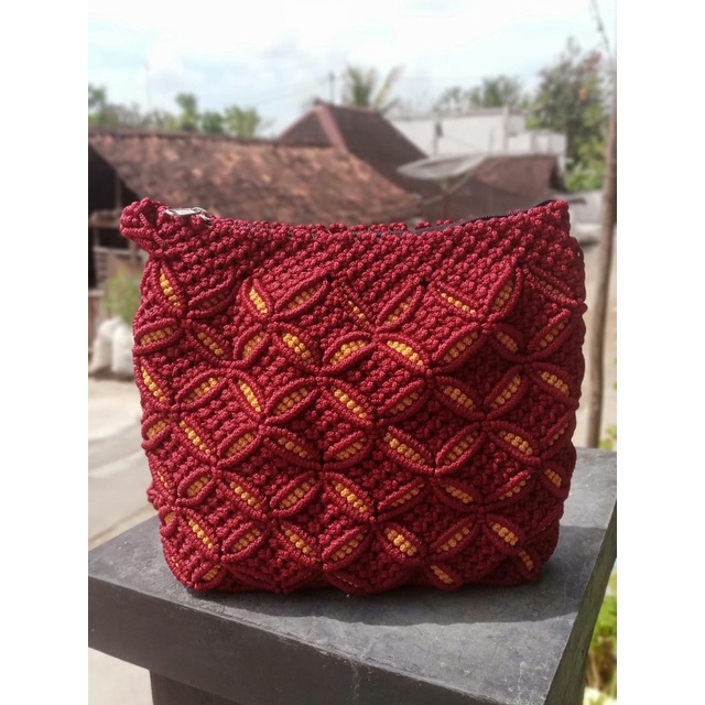 Tas motif bunga tali kur