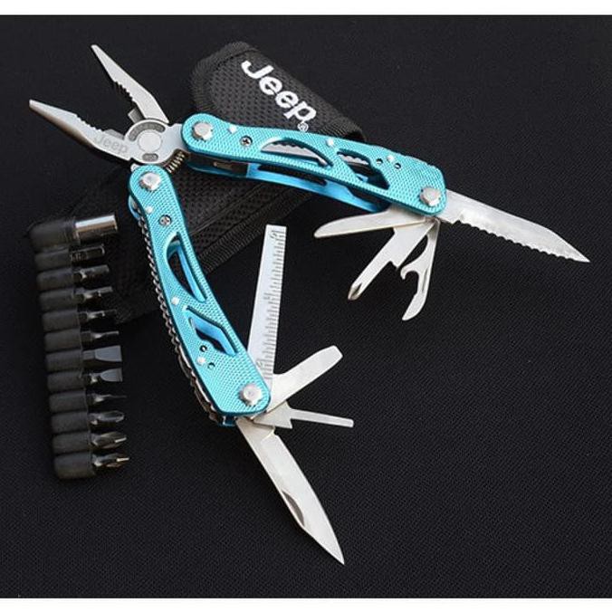 Tang Pisau Lipat Swiss Army JEEP + 12 Mata Obeng High Quality | Olahraga |  Hiking & Camping |