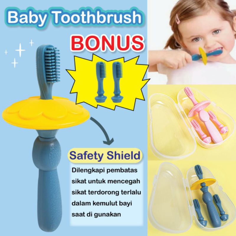 sikat gigi anti sedak silicon bayi | sikat gigi empeng dot bayi plus gagang silikon halus