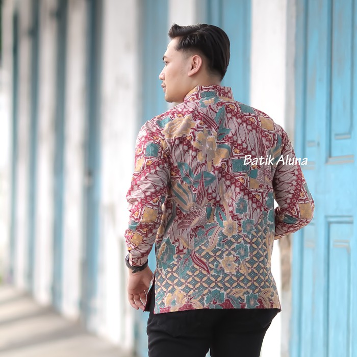 Baju Batik Pria Premium Lengan Panjang Solo Asli Produksi Batik Aluna PCW66