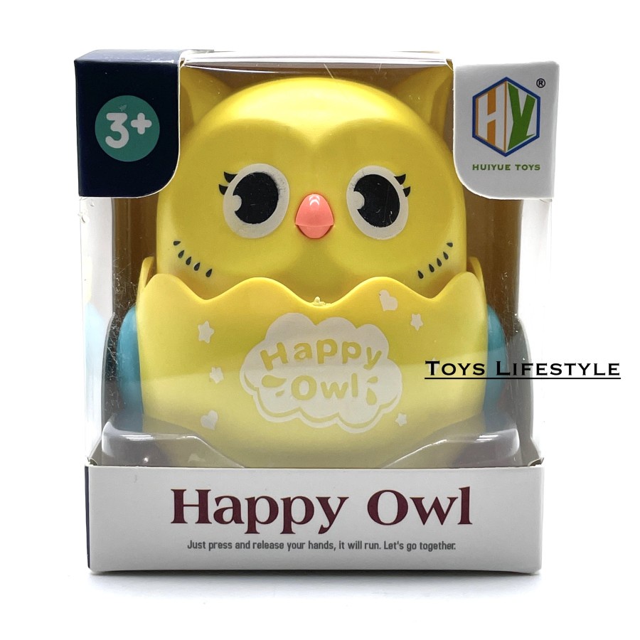 Mainan Edukasi Anak Press &amp; Go Free Wheeling Happy Owl Burung Hantu